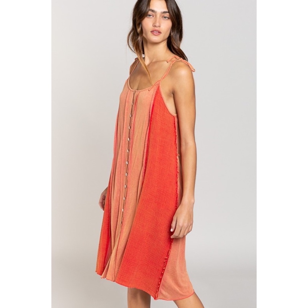 POL Coral Button Down Midi Dress - Picture 3 of 5